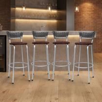 Banqueta para bar/gourmet Balcão Alto Estrutura Prata Encosto Junco Degradê Ideal Bancadas Ilhas Cozinha Americana Kit 4 Banquetas Itagold Banqueta para bar/gourmet Balcão Alto Estrutura Prata Encosto Junco Degradê Ideal Bancadas Ilhas Cozinha Americana Kit 4 Banquetas Itagold