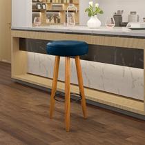 Banqueta Para Cozinha Alta Camila Decorativa Pés Palito Tecido Azul