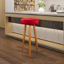 Banqueta Para Cozinha Alta Camila Decorativa Pés Palito Tecido Vermelho