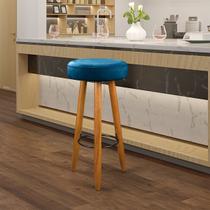 Banqueta Para Cozinha Alta Camila Pés Palito Tecido Azul Turquesa