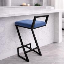 Banqueta Para Cozinha Alta Helena Z para Area Laser Gourmet Churrasqueira Bistro Suede Azul