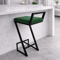 Banqueta Para Cozinha Alta Helena Z para Area Laser Gourmet Churrasqueira Bistro Suede Verde