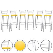 Banqueta Para Cozinha Americana Estrutura Prata Kit 6un Cadeira Balcão Bar Flórida Itagold Banqueta Para Cozinha Americana Estrutura Prata Kit 6un Cadeira Balcão Bar Flórida Itagold
