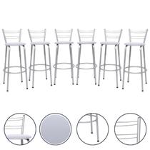 Banqueta Para Cozinha Americana Estrutura Prata Kit 6un Cadeira Balcão Bar Flórida Itagold