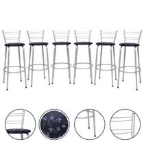 Banqueta Para Cozinha Americana Estrutura Prata Kit 6un Cadeira Balcão Bar Flórida Itagold Banqueta Para Cozinha Americana Estrutura Prata Kit 6un Cadeira Balcão Bar Flórida Itagold