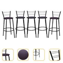 Banqueta Para Cozinha Americana Estrutura Preta Kit 5un Cadeira Balcão Bar Flórida Itagold