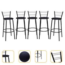 Banqueta Para Cozinha Americana Estrutura Preta Kit 5un Cadeira Balcão Bar Flórida Itagold