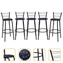 Banqueta Para Cozinha Americana Estrutura Preta Kit 5un Cadeira Balcão Bar Flórida Itagold