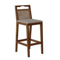 Banqueta para Cozinha Madeira Maciça Rattan Vittoria Bege/Pinhão Banqueta para Cozinha Madeira Maciça Rattan Vittoria Bege/Pinhão