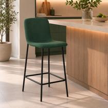 Banqueta para Cozinha Pés em Aço Celeste Verde/Bouclê Oliva