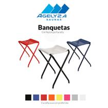 Banqueta para sauna fixa de metal com assento em nylon