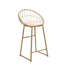 Banqueta Paris Dourada com Estofado Off White