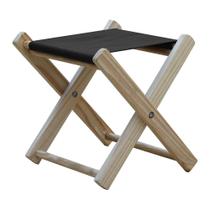 Banqueta Pescador Madeira Maciça Natural com Tecido Preto Banqueta Pescador Madeira Maciça Natural com Tecido Preto