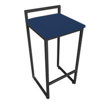 Banqueta Pietra Suede Azul Marinho Base Preto D03 - D'Rossi