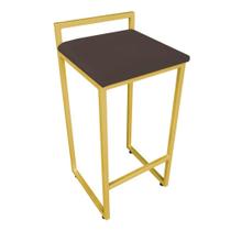 Banqueta Pietra Suede Base Dourado Marrom Banqueta Pietra Suede Base Dourado Marrom