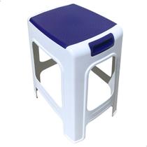 Banqueta Plastex em Polipropileno Branco C/ Azul Resistente