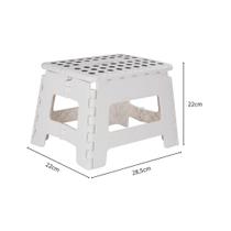 Banqueta Plástica Dobrável Multiuso 22cm Capacidade 150kg Com Alça Branca