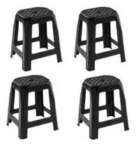 Banqueta Plástica Reforçada Adulto Aguenta 120kg Kit 4 Unid - Rischioto Banqueta Plástica Reforçada Adulto Aguenta 120kg Kit 4 Unid - Rischioto