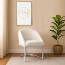 Banqueta Poltrona Lua Penteadeira E Salão Com Base Metálica prata