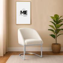 Banqueta Poltrona Lua Penteadeira E Salão Com Base Metálica prata