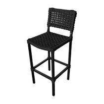 Banqueta Premiuim Assento Curvo França em Aluminio e Corda Naútica - Preta Banqueta Premiuim Assento Curvo França em Aluminio e Corda Naútica - Preta