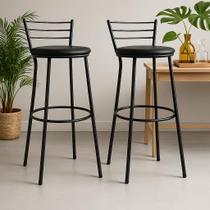 Banqueta Preta Industrial Gourmet - Balcao, Cozinha, Varanda - Kit 2 Banqueta Preta Industrial Gourmet - Balcao, Cozinha, Varanda - Kit 2