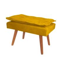 Banqueta Puff decorativo Opala amarelo pé palito Banqueta Puff decorativo Opala amarelo pé palito
