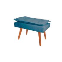 Banqueta Puff decorativo Opala azul turquesa pé palito Banqueta Puff decorativo Opala azul turquesa pé palito