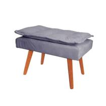 Banqueta Puff decorativo Opala cinza claro pé palito Banqueta Puff decorativo Opala cinza claro pé palito