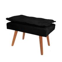 Banqueta Puff decorativo Opala preto pé palito Banqueta Puff decorativo Opala preto pé palito