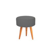 Banqueta Puff decorativo redondo pé palito tripé cinza chumbo