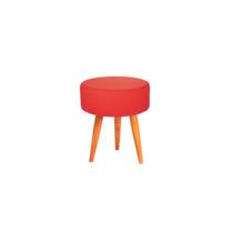 Banqueta Puff decorativo redondo pé palito tripé vermelho