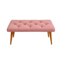 Banqueta Puff Estofada Capitone CORES com Pes Madeira 35X70 Banco Decorativo Moderno Sala Quarto TV