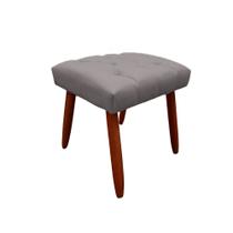 Banqueta Puff Julia Pés Palito Banco Sala Puf Retangular Cinza