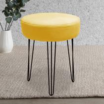 Banqueta Puff Jullia Luxo 55cm Industrial Ferro Preto Sintético Amarelo - Ahazzo Móveis