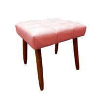 Banqueta Puff Natalia Pés Palito Banco Sala Puf Retangular Rose