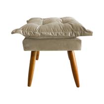 Banqueta Puff Opala Pés Palito Banco Sala Puf Retangular Bege Banqueta Puff Opala Pés Palito Banco Sala Puf Retangular Bege