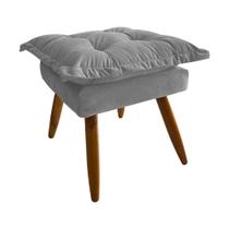 Banqueta Puff Opala Pés Palito Banco Sala Puf Retangular Cinza