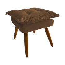 Banqueta Puff Opala Pés Palito Banco Sala Puf Retangular Marrom Banqueta Puff Opala Pés Palito Banco Sala Puf Retangular Marrom