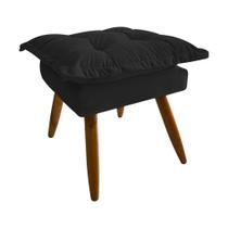 Banqueta Puff Opala Pés Palito Banco Sala Puf Retangular Preto