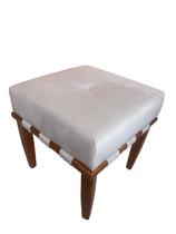 Banqueta Puff quadrado bege pé palito Banqueta Puff quadrado bege pé palito