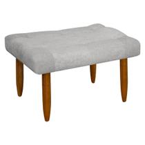 Banqueta Puff Retangular Requinte para Sala Quarto Bouclê cor:Bouclê Cinza Claro