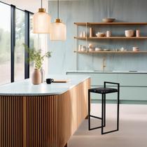 Banqueta Quadrada Alta Para Cozinha Espaço Gourmet Bar Balcão Bancada Ilha Estilo Industrial Itagold