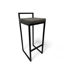 Banqueta Quadro Com Encosto Estofada Metalon Preto Cinza - 65cm