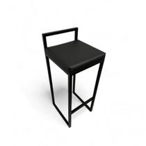 Banqueta Quadro Com Encosto Estofada Preto - 75cm