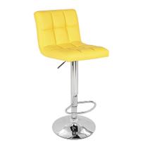 Banqueta Recife Pu Amarelo Base Disco Rivatti Kit 2 Unid