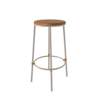 Banqueta Redonda Aço Branco Sem Encosto material sintético Caramelo