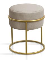 banqueta redonda reforçada pes argola dourado espuma confortavel com design industrial moderno