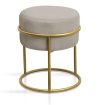 banqueta redonda reforçada pes argola dourado espuma confortavel com design industrial moderno