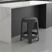 Banqueta Reforçada Plástico Rattan Cinza Ou Preto 1Und Banqueta Reforçada Plástico Rattan Cinza Ou Preto 1Und